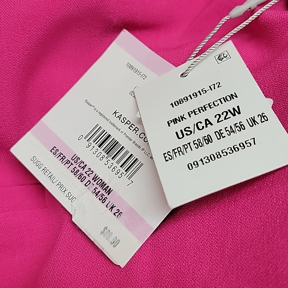 Kasper Cropped Straight-Leg Pants in Pink Perfection Plus Size 22W - Picture 2 of 5
